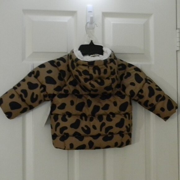 Jessica Simpson Baby Animal Print Coat Hooded Faux Sherpa Lined NWT - Picture 4 of 7